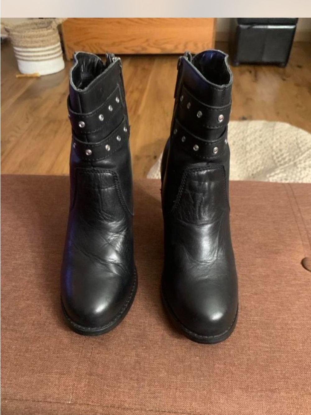 Harley Davidson Black Studded Ankle Boots - Women